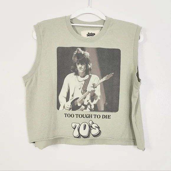 New People Of Leisure Band Tee Rolling Stones Graphic Top Women's Small LA - Picture 3 of 10